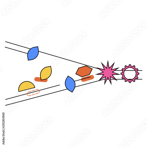 Obraz na plátně Vector illustration of DNA Replication Enzymes at Double Helix Unwinding Polymer