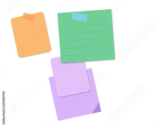 Colorful geometric sticky notes with arrows and connectors