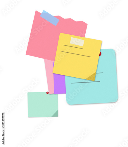 Colorful overlapping sticky notes on a flat surface