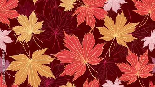 Seamless autumn maple leaves pattern background