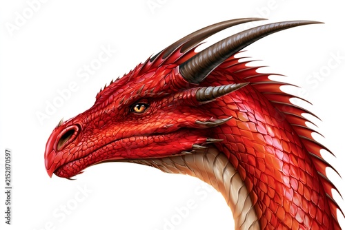 Red dragon head profile mythical creature concept art