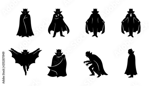 80 Vampire Silhouettes Collection: Gothic Horror Characters, Dracula Icons, Spooky Halloween Figures, Mysterious Night Creatures 100