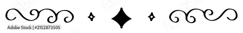Elegant Black Scroll Divider with Diamond Sparkle Center