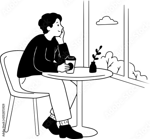 Person Sitting by Window