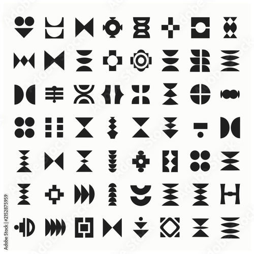 Set of 100 Abstract Geometric Symbols and Modular Vector Icons for Modern Graphic Design