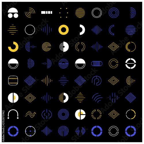 Set of 100 Abstract Geometric Symbols and Minimalist Vector Icons for Modern Branding