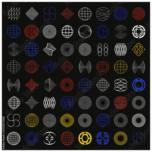 Set of 100 sophisticated parametric vector symbols for modern graphic design projects