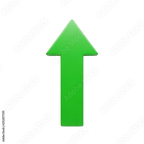 Simple green arrow pointing up isolated on transparent background