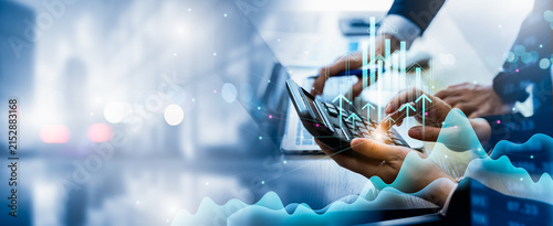 two business people or legal and businessman advisor talking,planning analyze investment,target,finance,marketing,investment,growing growth concept and marketing on tablet in office.