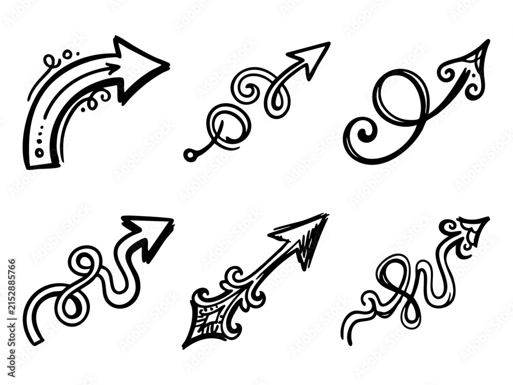Naklejka premium Decorative Hand-Drawn Arrow Icons Set
