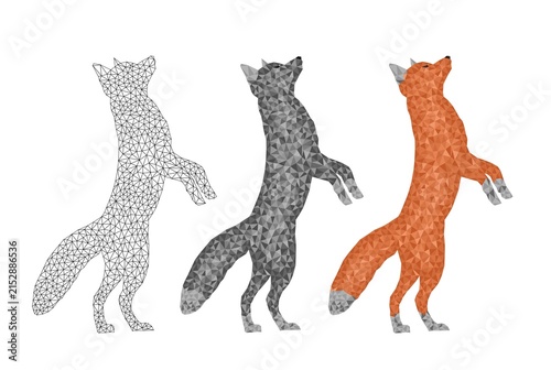 The set ginger geometric fox on a white background.
