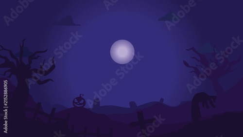 Halloween Background Motion Graphics Spooky Graveyard Layered Silhouette