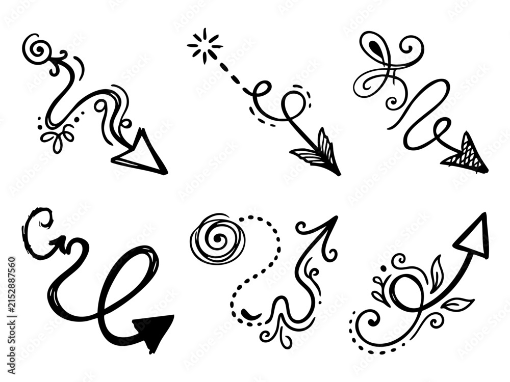 Obraz premium Decorative Hand-Drawn Arrow Icons Set