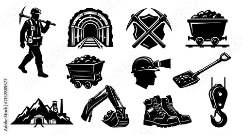 Mining Industry and Equipment Vector Elements