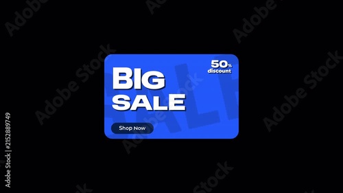 Animated Big Sale Promotional Banner with Fifty Percent Discount on Transparent Background
