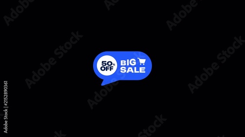 Animated Big Sale Promotion Graphic with Shopping Cart Icon on Transparent Background