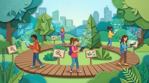 Augmented Reality Eco Education Park Trail Paper Art 