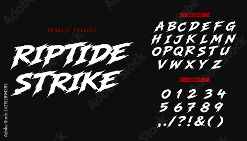 Sharp jagged typeface set for action movies and esports logo design