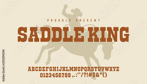 Vintage western slab serif display font for rugged branding and logo design