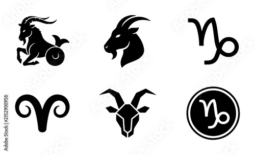 70 Capricorn Zodiac Symbols Set, Astrology Icons Collection, Celestial Goat Constellation Graphics, Horoscope Signs Vector Art 100