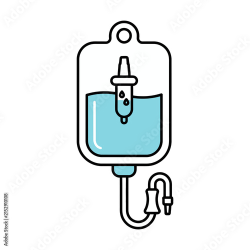 Cuadro en lienzo Medical IV Fluid Bag with Integrated Chamber Vector Illustration
