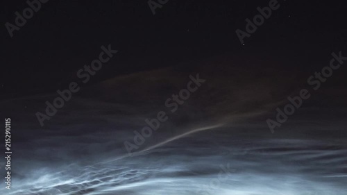 Rare noctilucent clouds illuminating the night sky