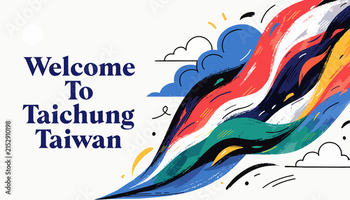 Welcome to Taichung Taiwan colorful illustration