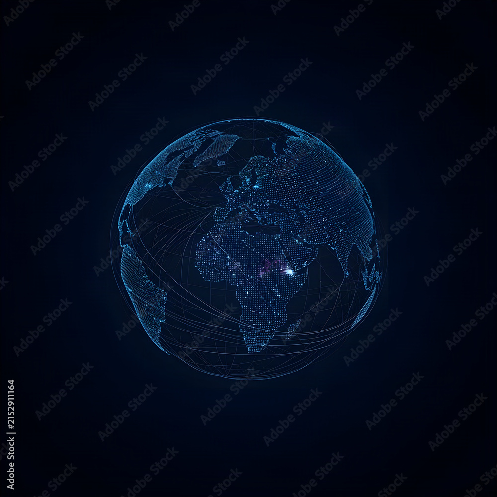 Fototapeta premium AI Neural Network Globe with Global Digital Data Connections