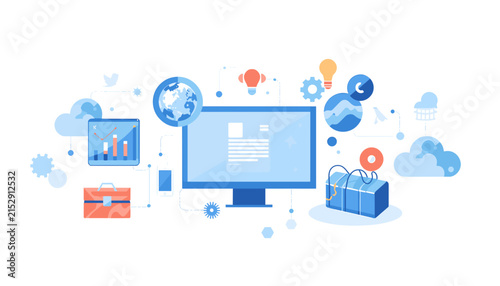 Abstract digital illustration of business technology and global communication network concepts.