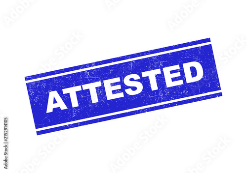Cuadro en lienzo Blue rectangular rubber stamp with the word attested in a grunge texture style d