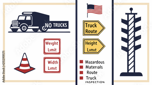 Truck Regulation Sign Icons for Road Safety and Traffic Management