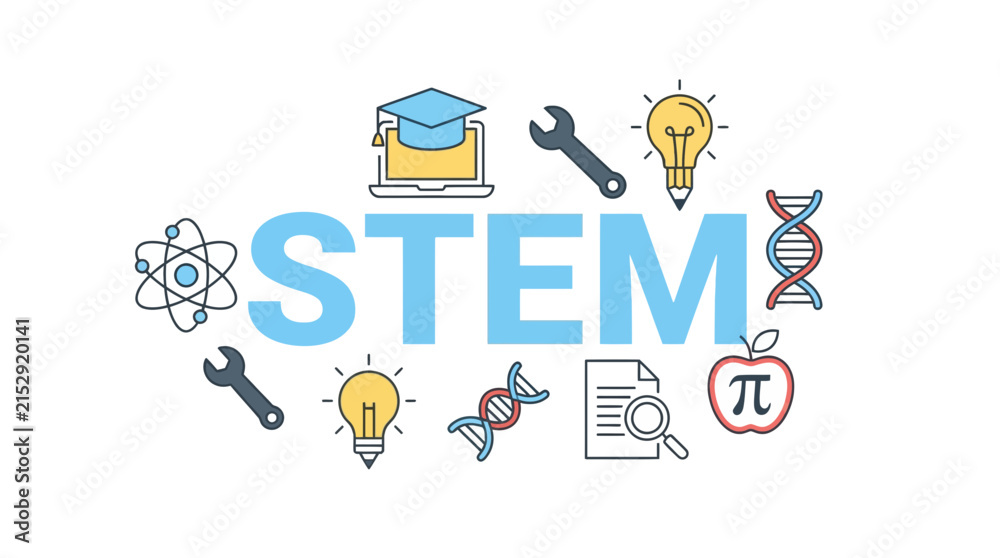 Fototapeta premium STEM Education Concept Flat Vector Icon Illustration