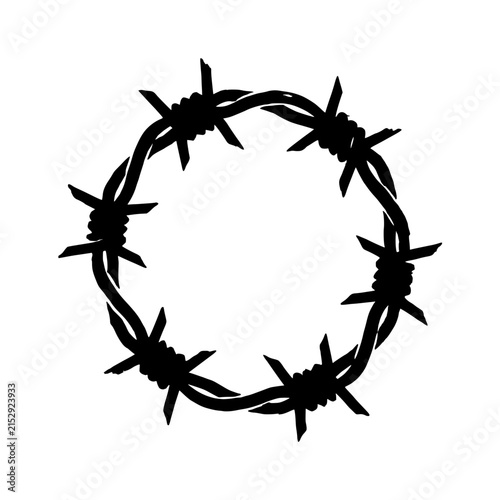 Grunge Barbed Wire Wreath Vector Silhouette