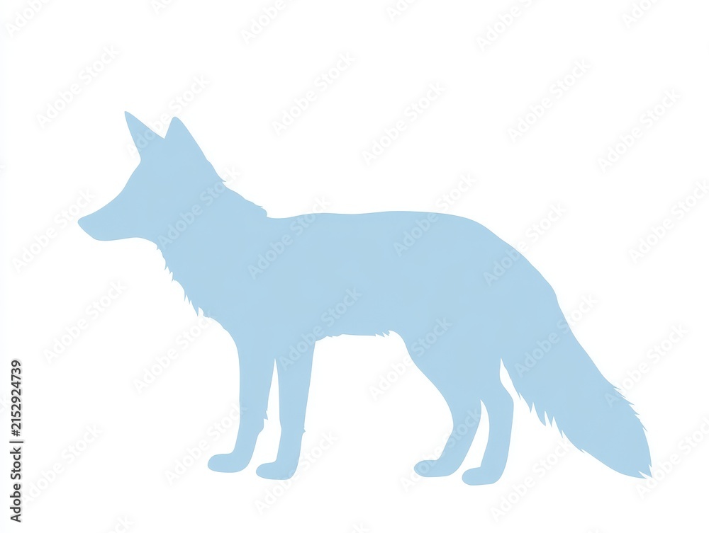 Naklejka premium Light blue silhouette of a fox isolated on white background