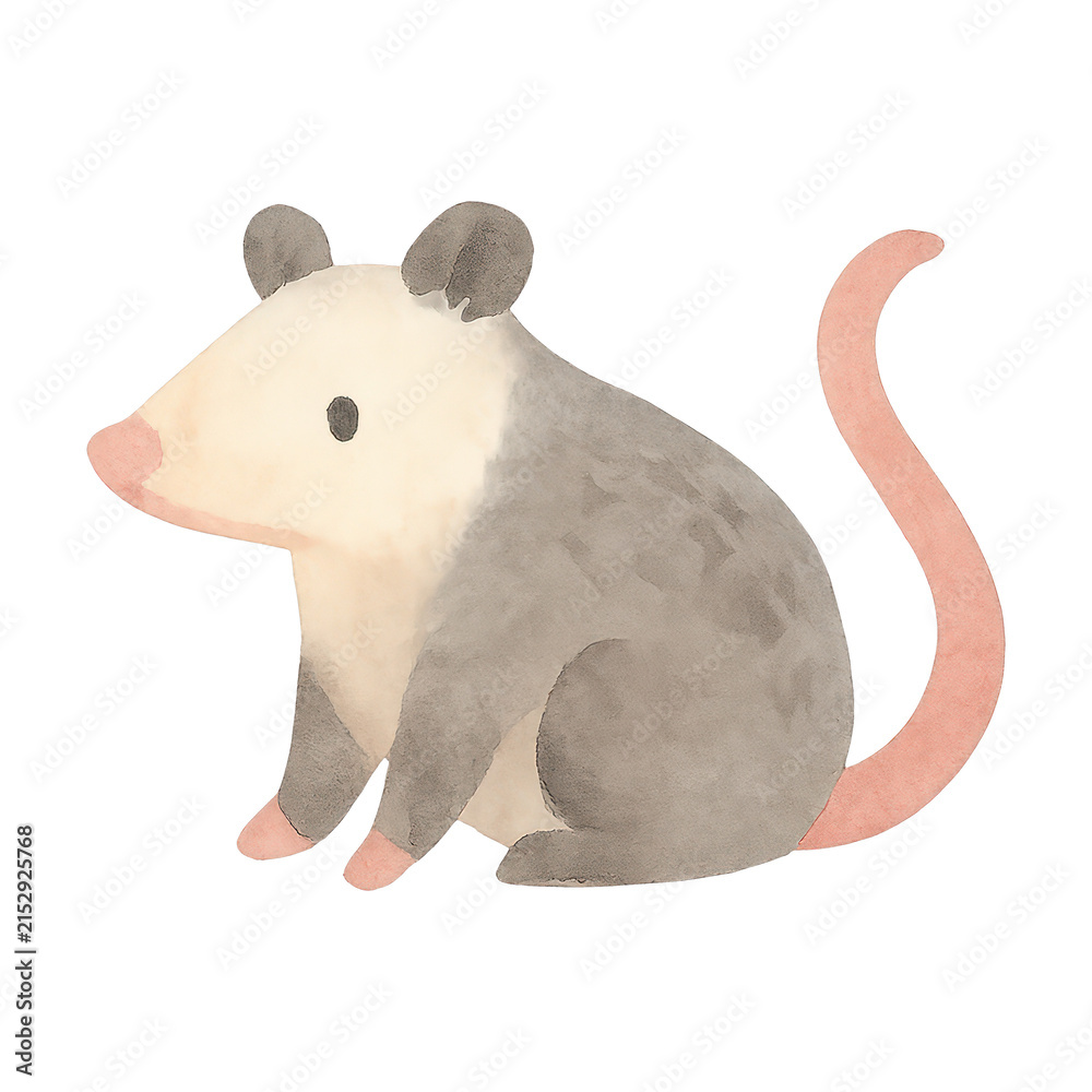 Fototapeta premium PNG Cute watercolor opossum illustration.