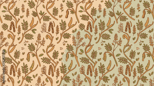Obraz na plátně Large scale vintage botanical leaf pattern background.