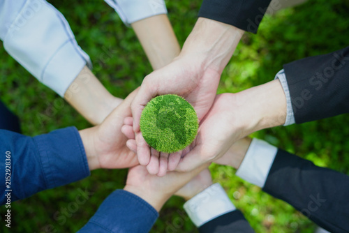 corporate team works together on a green sustainability campaign, developing business concepts and collaborative strategies to promote environmental responsibility and sustainable growth.