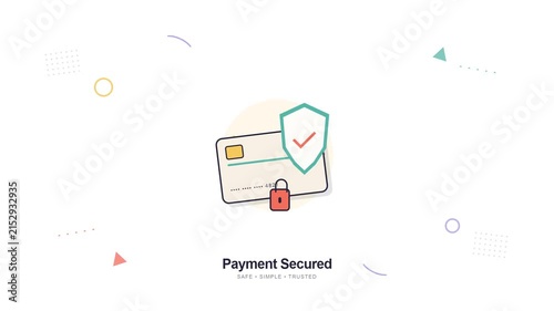 Secure Digital Payment Card Animation with Shield and Padlock