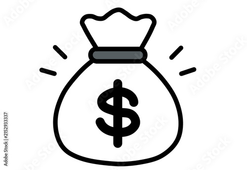 Money bag with dollar sign and dark gray band transparent background