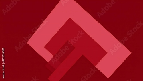 Abstract geometric shape with overlapping red and pink squares on a dark red background