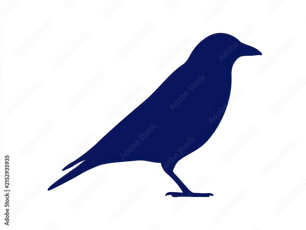 Obraz premium Dark blue silhouette of a crow standing