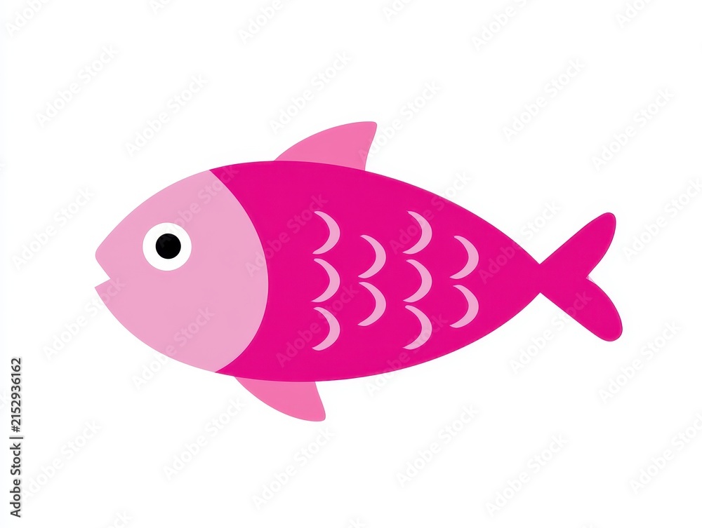 Fototapeta premium Cute pink fish cartoon character