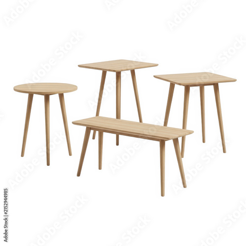 Minimalist light wood coffee tables set