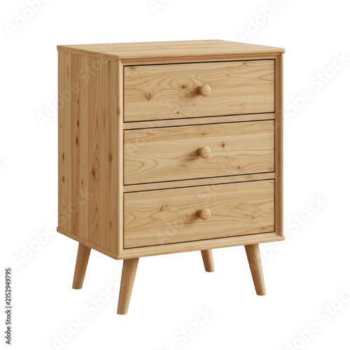Light wooden three-drawer sideboard with tapered legs