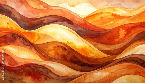 Elegant Autumn Abstract Waves in Burnt Orange, Terracotta and Mustard