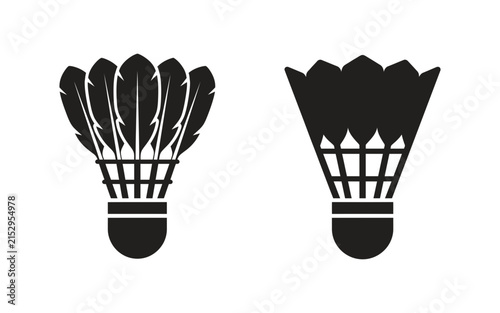 Bild auf Leinwand Black silhouettes of badminton shuttlecocks depict sports equipment