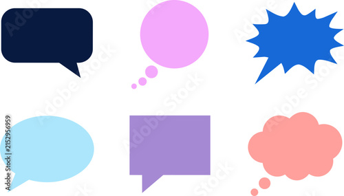 Colorful collection of diverse speech bubbles showing various geometric shapes for modern graphic design project assets