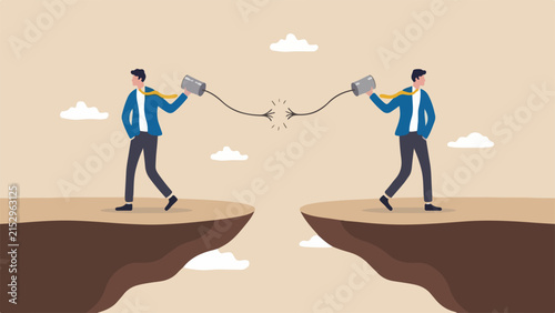 Canvastavla Communication gap, siloed teams, isolated departments concept, two workers talki