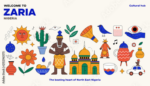 Welcome to Zaria, Nigeria: Cultural Hub and North East Heart - Vibrant Illustration Collage