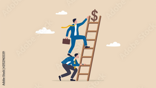 Obraz na plátně Office politics, backstabbing, unfair competition concept, businessman stepping